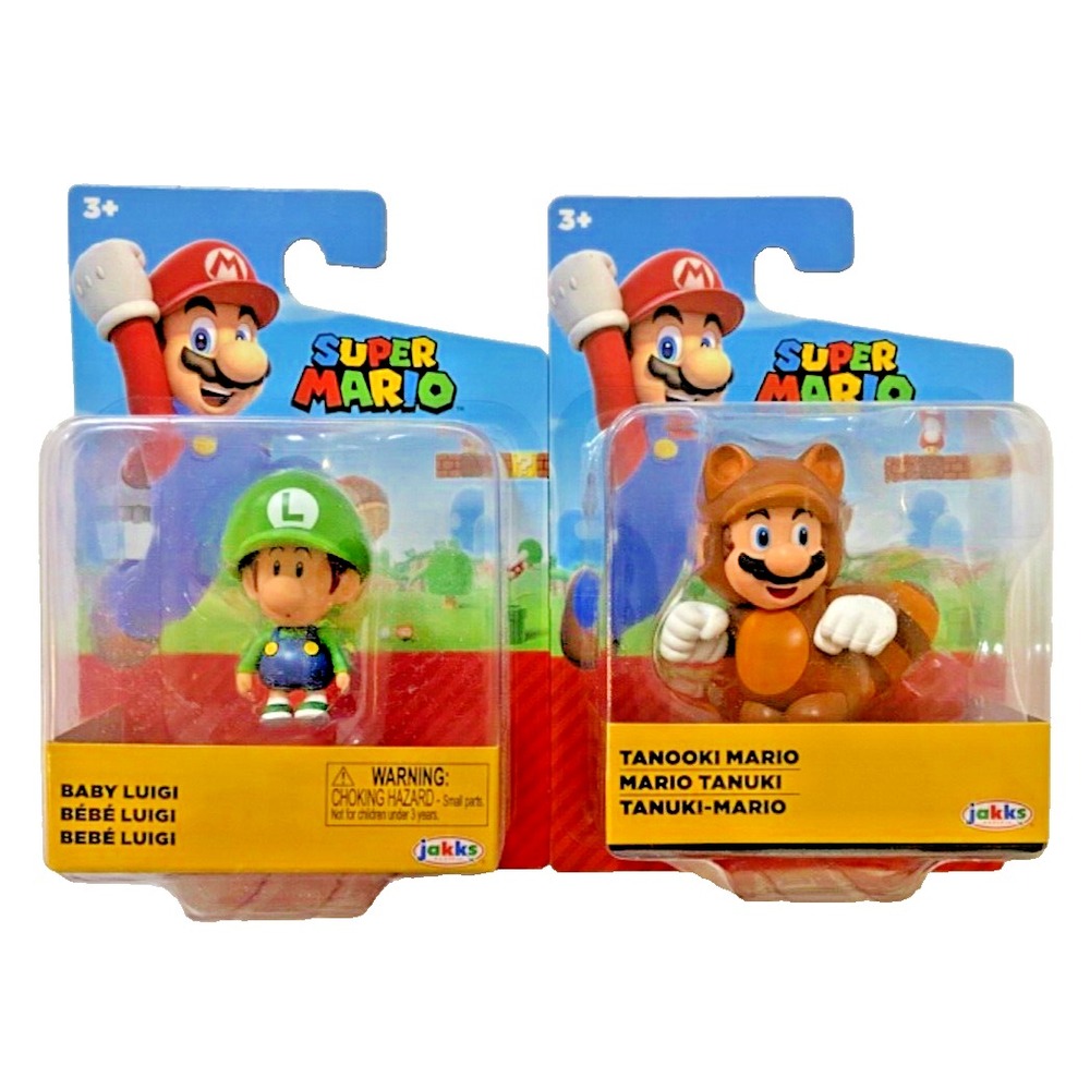 BABY LUIGI & TANOOKI MARIO Super Mario Jakks Pacific 2.5" Figures